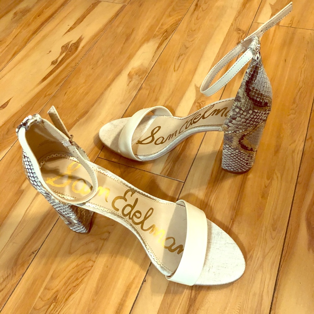 Sam Edelman Nude Sandals w/ python heel Sz 11